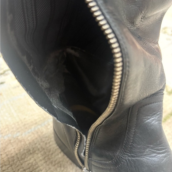 Coach Merriam Tall Black Leather Riding Boots Size 11B Knee High Zip Logo - Picture 9 of 13